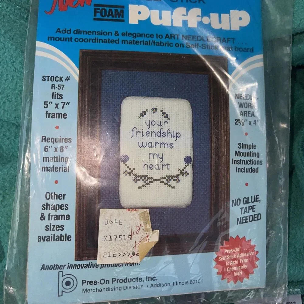 NEW 1980s Pres-On Self-Stick Foam Puff-Up Mat Board R-57 5x7 Needlework 13798
